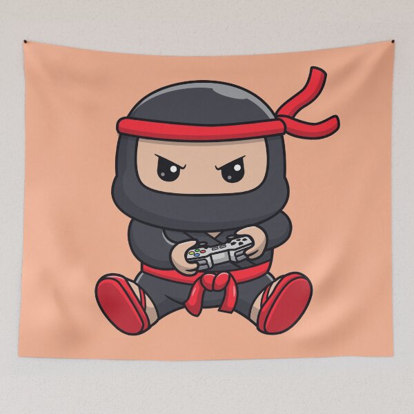 Item preview, Cute Ninja Gaming Cartoon Vector Icon - Adorable People and Technology Illustration designed and sold by hjian8219.