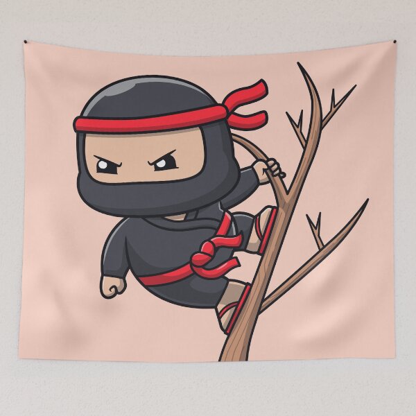 Item preview, Cute Ninja Fighter Hanging from Tree Cartoon Vector Icon - Adorable People and Holiday Illustration designed and sold by hjian8219.