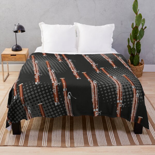 Bassoon on black / gray Throw Blanket