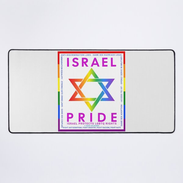 Item preview, SUJD0036 Jewish Designs LGBTQ Israel Pride Star of David design shows Israel Protects LGBTQ Rights designed and sold by JewishDesigns.