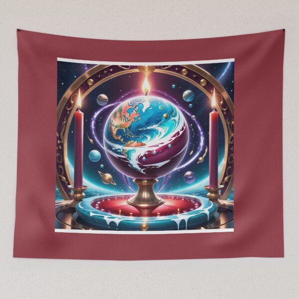 Item preview, Maroon Candles and Earth Globe with View of Outer Space designed and sold by Melantari Vizuns.