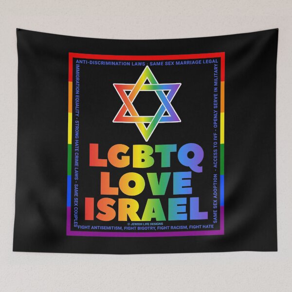 Item preview, SUJD0039 Jewish Designs LGBTQ Love Israel says Israel Protects LGBTQ Rights designed and sold by JewishDesigns.