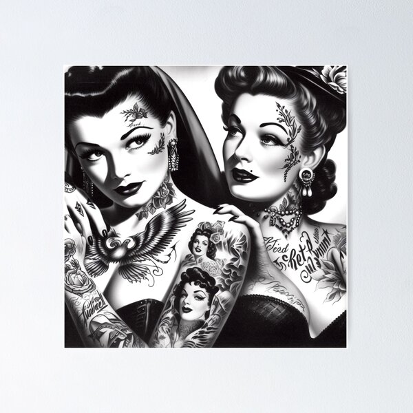 Item preview, Retro Beauty Tattoo Girls designed and sold by PulpVintage.