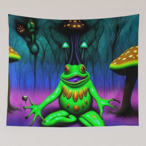 Item preview, Abstract Psychedelic Mushroom & Frogs  designed and sold by TheDarkWardrobe.