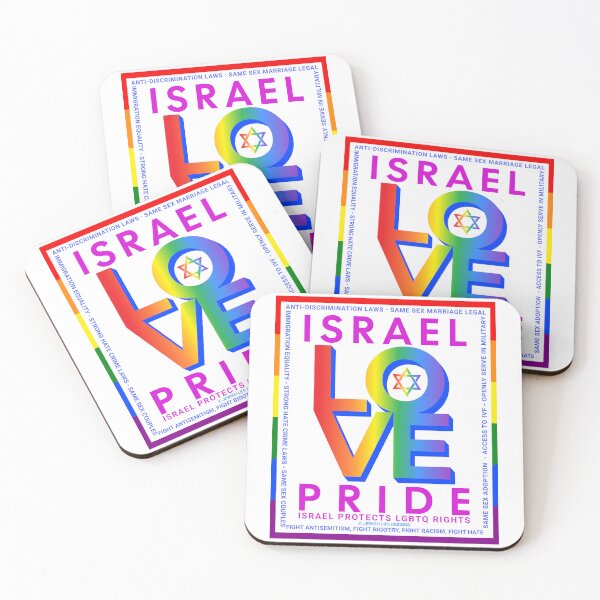 Item preview, SUJD0041 Jewish Designs LGBTQ Israel Pride LOVE design shows Israel Protects LGBTQ Rights designed and sold by JewishDesigns.