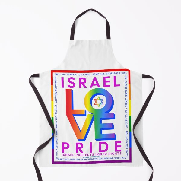 Item preview, SUJD0041 Jewish Designs LGBTQ Israel Pride LOVE design shows Israel Protects LGBTQ Rights designed and sold by JewishDesigns.