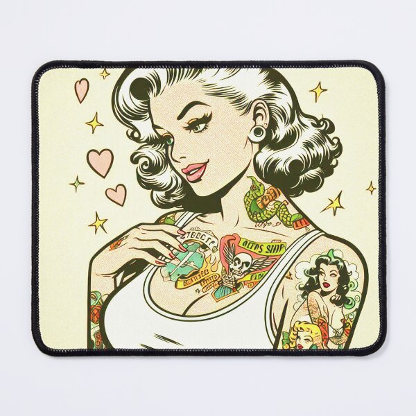 Item preview, Retro Cute Tattoo Girl Comic designed and sold by PulpVintage.