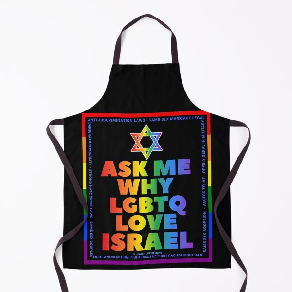 Item preview, SUJD0044 Jewish Designs Ask Me Why LGBTQ Love Israel rainbow design shows how Israel protects LGBTQ Rights designed and sold by JewishDesigns.