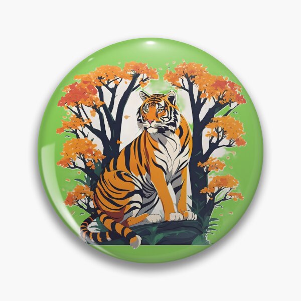 Item preview, Orange and Black Tiger in an Orange Leaf Tree designed and sold by Sarah  English.