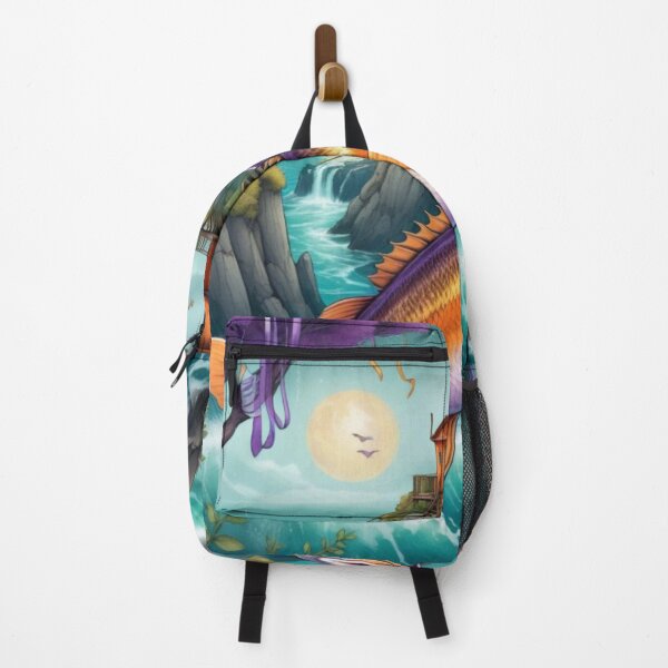 Item preview, Colorful Island Lighthouse with Purple and Orange Stripped Fish designed and sold by Melantari Vizuns.
