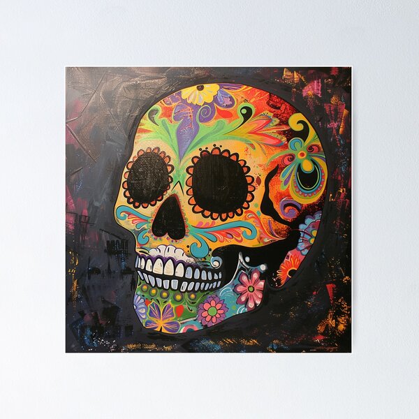 Frida Kahlo inspired Hand Painted Sugar Skull -Mixed media- painted on wood, one of a kind, Dia De Los Muertos, Day of the buy Dead, Mexican Art