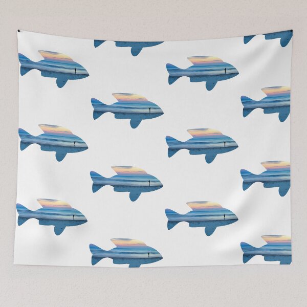 Item preview, Fish & Seascape Fisherman Silhouette  designed and sold by VisionQuestArts.