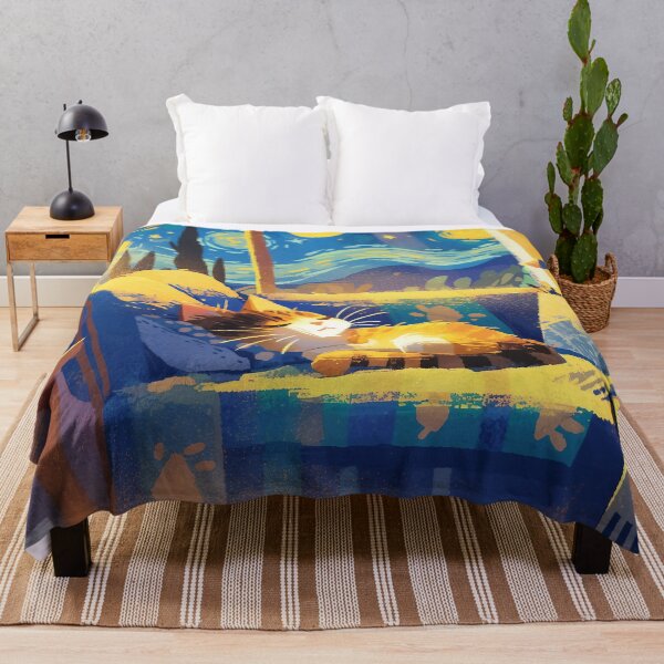 Item preview, Orange Cat napping in Van Gogh inpsired painting designed and sold by Nowshin Tasnim.