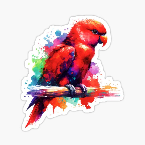 Vista previa del artículo con la obra «Lori rojo acuarela», diseñado y vendido por TheAnimalZ00.