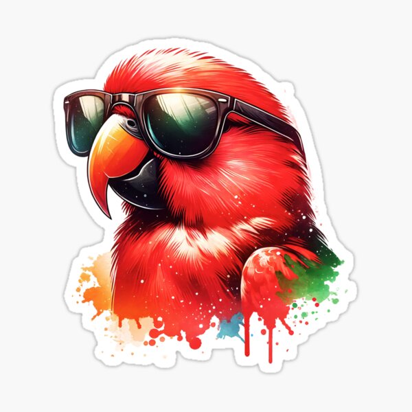 Vista previa del artículo con la obra «Lory rojo con gafas de sol», diseñado y vendido por TheAnimalZ00.