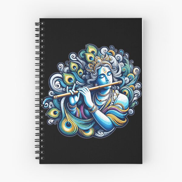 Item preview, Resumen Shri Krishna tocando la flauta con remolinos vibrantes designed and sold by Zynfy Designs.