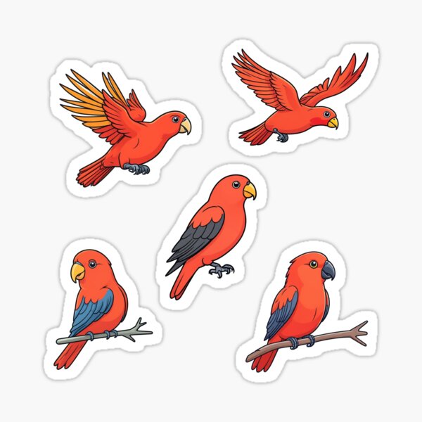 Vista previa del artículo con la obra «Pájaros Lori Rojo», diseñado y vendido por TheAnimalZ00.