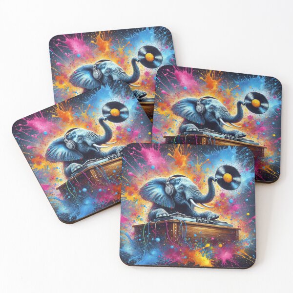 Item preview, Elephant DJ, Play My Jam, Peanut Gallery, Splatter Paint Art designed and sold by DroopysDesigns.
