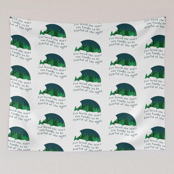 Item preview, "I've loved the stars too fondly to be fearful of the night" - quote with night sky & forest designed and sold by VisionQuestArts.