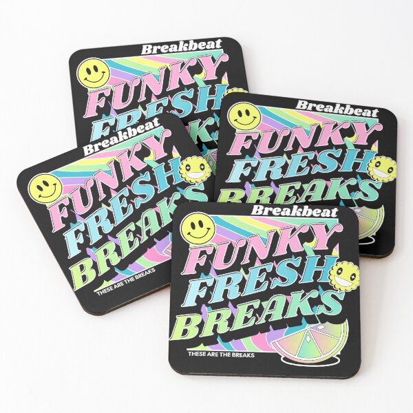 Item preview, BREAKBEAT  - Funky Fresh Breaks (white/pink/blue)  designed and sold by Discothreadz.
