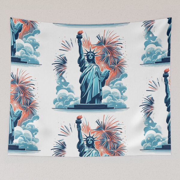 Item preview, Majestic Liberty: Fireworks Spectacle Vector Art for July 4th Celebration (variant) designed and sold by PictoVibe.
