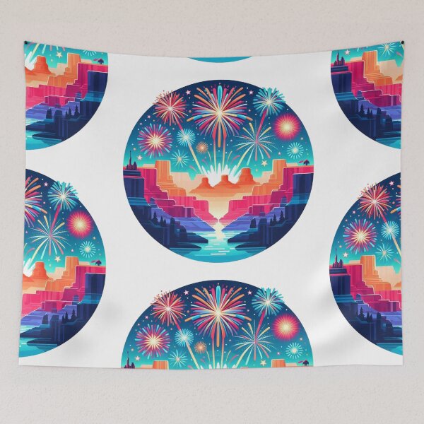 Item preview, Grand Canyon Fireworks Fiesta: Celebrate July 4th in Vibrant Colors designed and sold by PictoVibe.