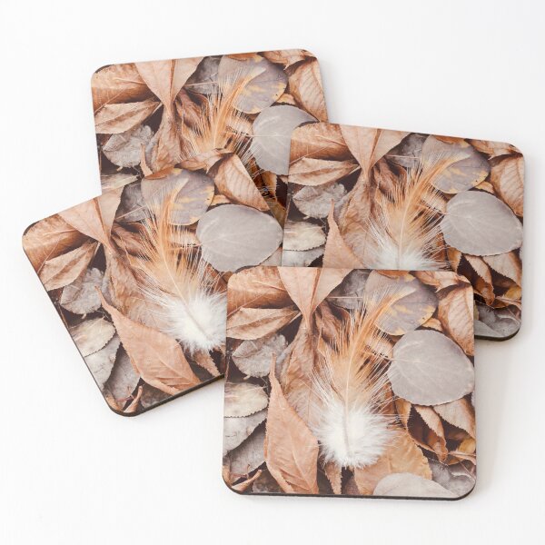 Item preview, Orange Feather On Autumn Colored Leaves designed and sold by FeatherfallSTU.