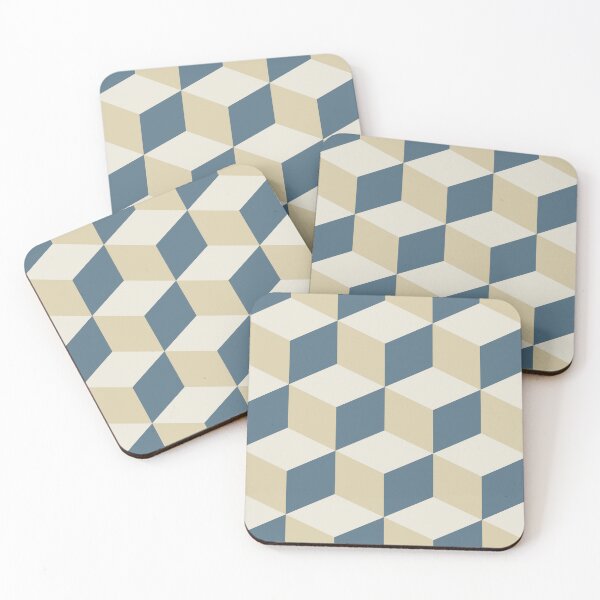 Item preview, Isometric Cube Pattern (Aegean Blue and Cream) designed and sold by avperth.