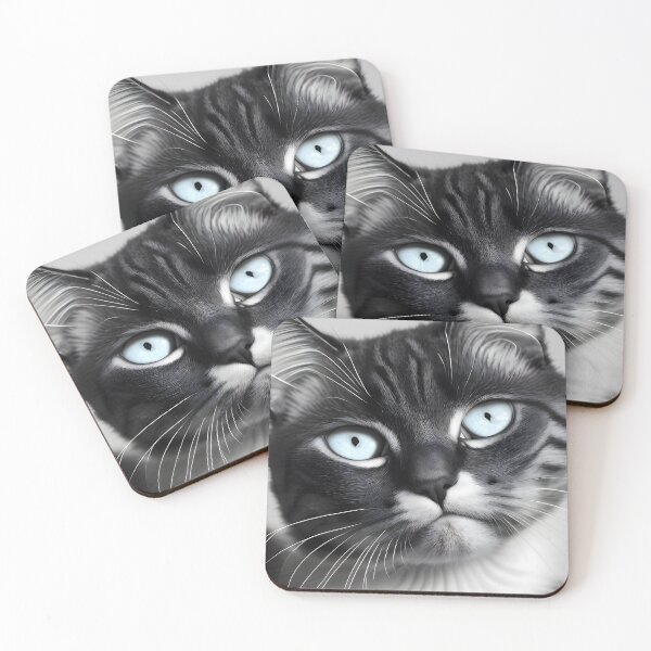 Item preview, Black and white cat - Modern digital art designed and sold by Ai-michiart.