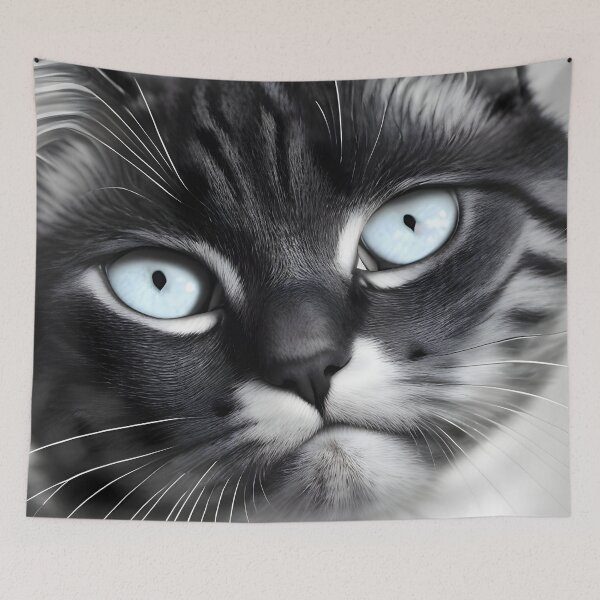 Item preview, Black and white cat - Modern digital art designed and sold by Ai-michiart.