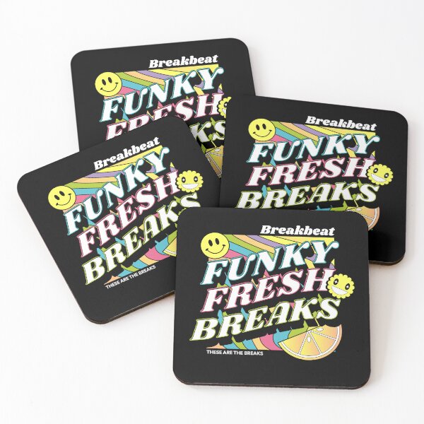 Item preview, BREAKBEAT  - Funky Fresh Breaks (white/blue/red)  designed and sold by Discothreadz.