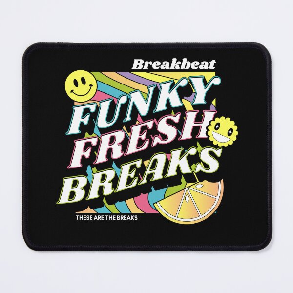 Item preview, BREAKBEAT - Funky Fresh Breaks (white/blue/red) designed and sold by Discothreadz.
