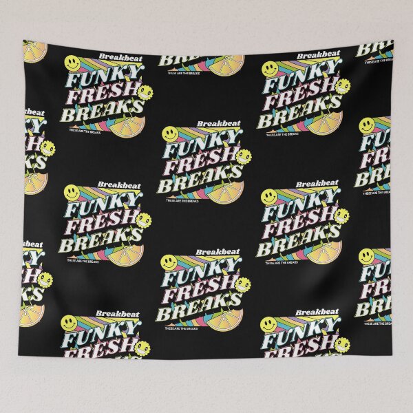 Item preview, BREAKBEAT  - Funky Fresh Breaks (white/blue/red)  designed and sold by Discothreadz.