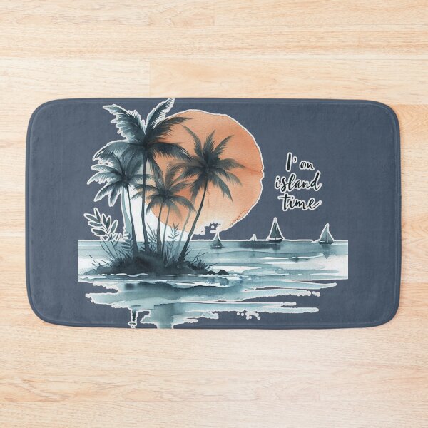 Item preview, " I'm on Island Time"  Quote, Sea, Sun, Sail, Coconut Tree on Island  designed and sold by Nanthanon.