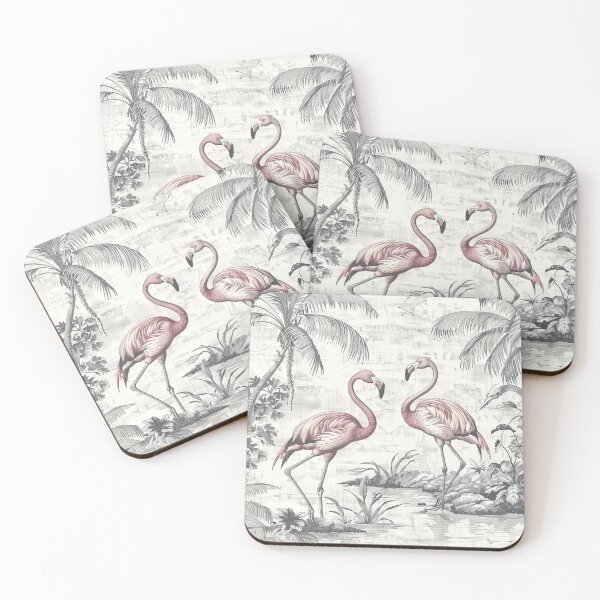Item preview, Flamingo Toile Greyscale  designed and sold by mooncatcrystals.