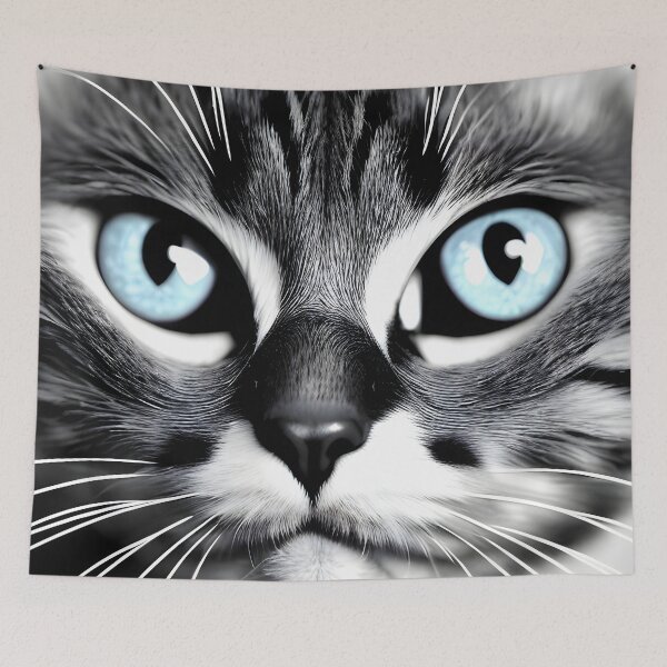Item preview, Black and white cat - Modern digital art designed and sold by Ai-michiart.