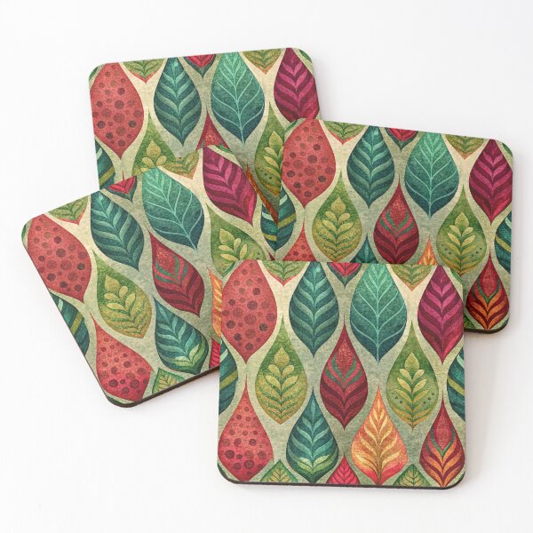 Item preview, Colorful Retro Leaf Pattern Art designed and sold by pixelprintgems.