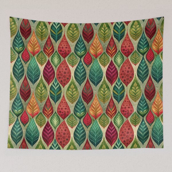 Item preview, Colorful Retro Leaf Pattern Art designed and sold by pixelprintgems.