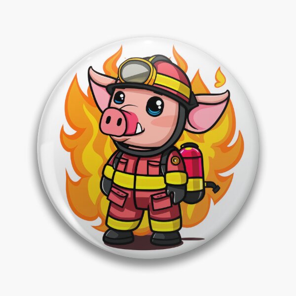 Artikelvorschau, Feuerwehrmann, Schwein, Zeichentrickfigur entworfen und verkauft von NiriSunStudio.