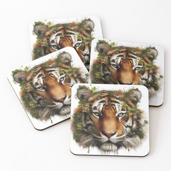 Item preview, A terrifying tiger covered in leaves and moss. designed and sold by kankan22.