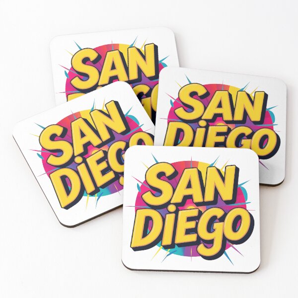 Item preview, A vibrant and eye-catching design featuring the words "San Diego" in bold, playful typography designed and sold by artumbre.