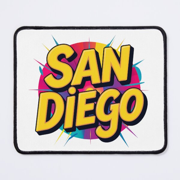 Item preview, A vibrant and eye-catching design featuring the words "San Diego" in bold, playful typography designed and sold by artumbre.