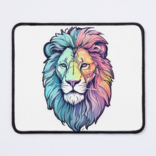 Item preview, Multicolor Lion face, proud lion, colorful lion, colorful mane designed and sold by Blizoura.