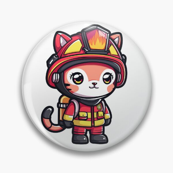 Artikelvorschau, Feuerwehrmann, Katze, Zeichentrickfigur entworfen und verkauft von NiriSunStudio.