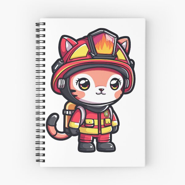 Item preview, Firefighter Cat Cartoon Character designed and sold by NiriSunStudio.