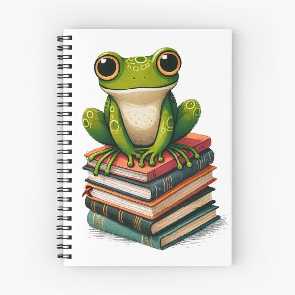 Item preview, Frog sitting on the books - Reading Time designed and sold by Blink Art Studio.