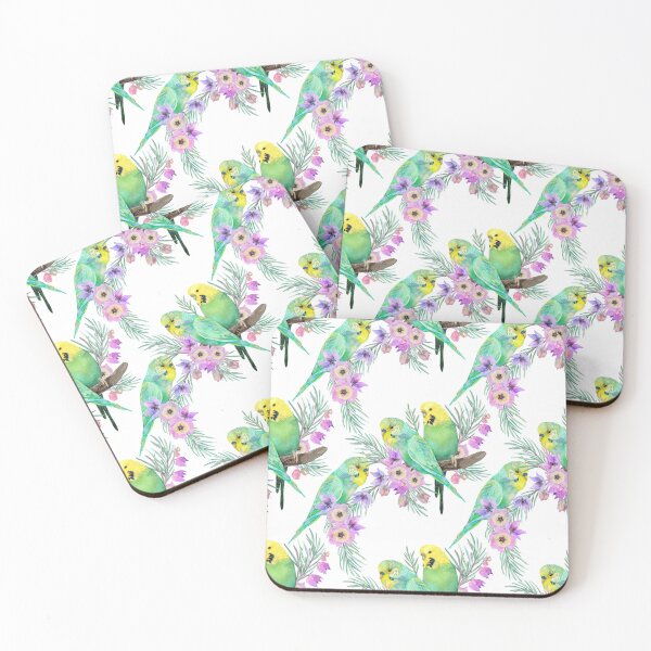 Item preview, Budgerigar Florals - Summer Australian Bird Pattern designed and sold by Sketchbook Designs.