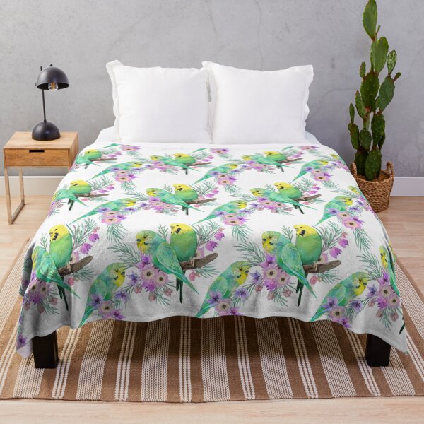 Item preview, Budgerigar Florals - Summer Australian Bird Pattern designed and sold by Sketchbook Designs.