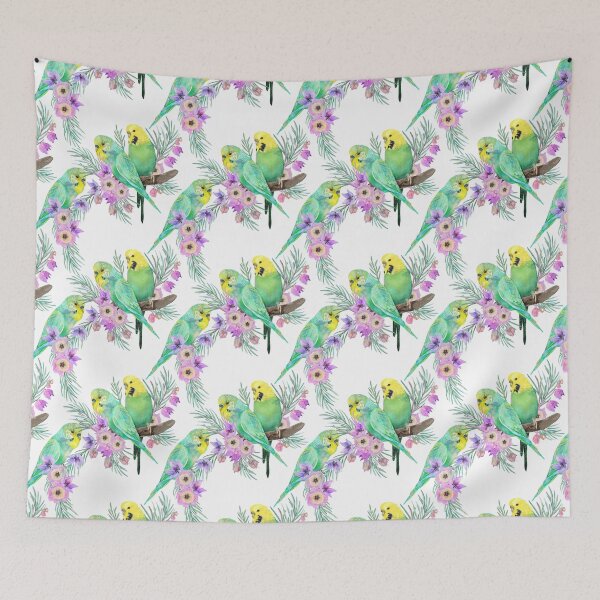 Item preview, Budgerigar Florals - Summer Australian Bird Pattern designed and sold by Sketchbook Designs.