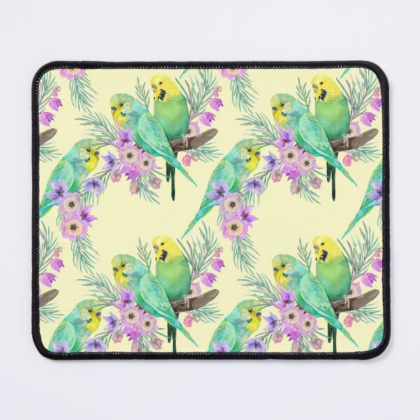 Item preview, Budgerigar Florals Yellow - Summer Australian Bird Pattern designed and sold by Sketchbook Designs.